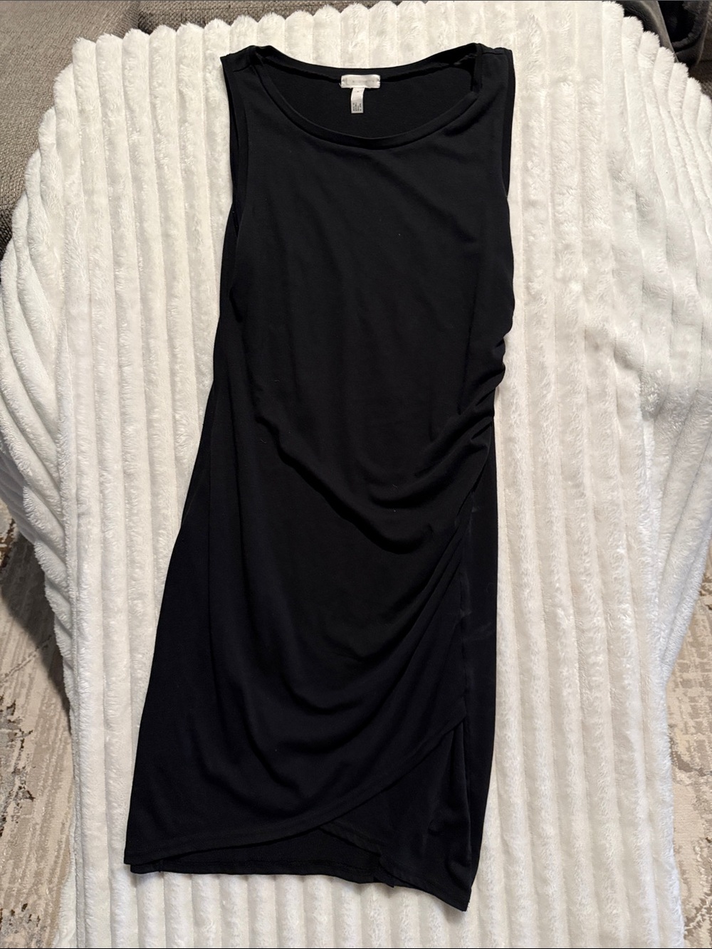 Leith Black Sleeveless Draped Sheath Dress